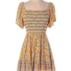 New w/o tag Yellow Boho Floral Summer Dress SZ Small - ships promptly from PA